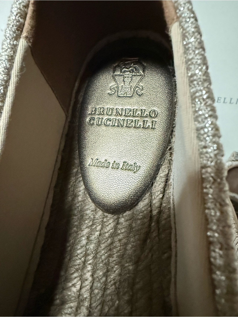 Brunello Cucinelli Monili Detail Metallic Espadrille Flats Sz 38 / 8 - Picture 9 of 12